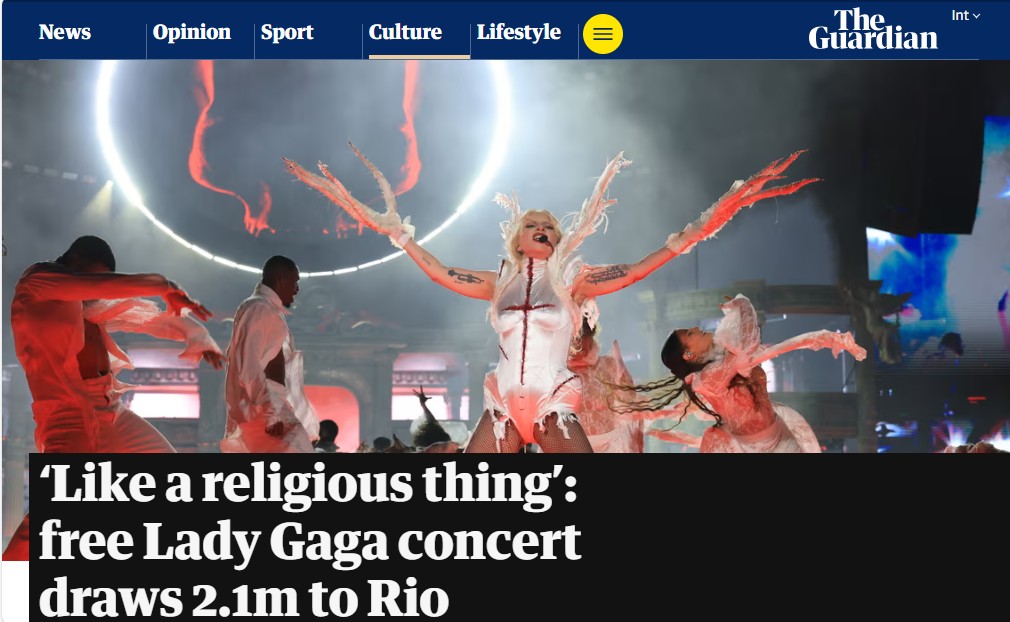 Megashow de Lady Gaga em Copacabana repercute na imprensa internacional