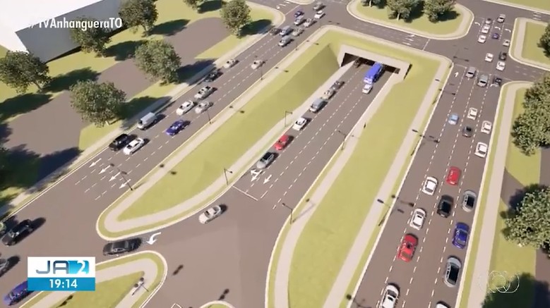 Projeto prevê túnel passando por baixo da Praça dos Girassóis para desafogar trânsito no centro de Palmas