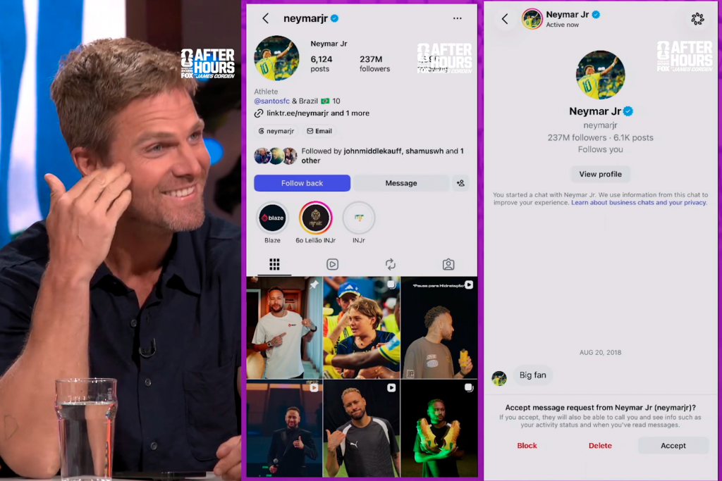 Ator de ‘Arrow’ ignora Neymar por oito anos e recebe resposta do jogador ao vivo