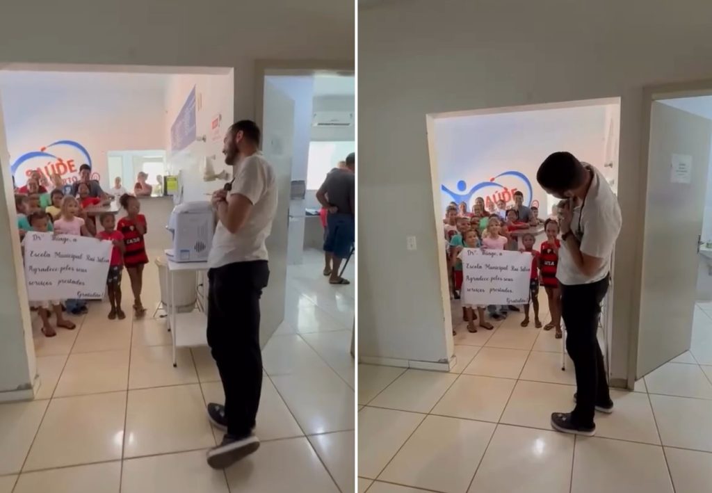 Médico homenageado por crianças em despedida de postinho diz que ‘o amor construído ali é vivo’